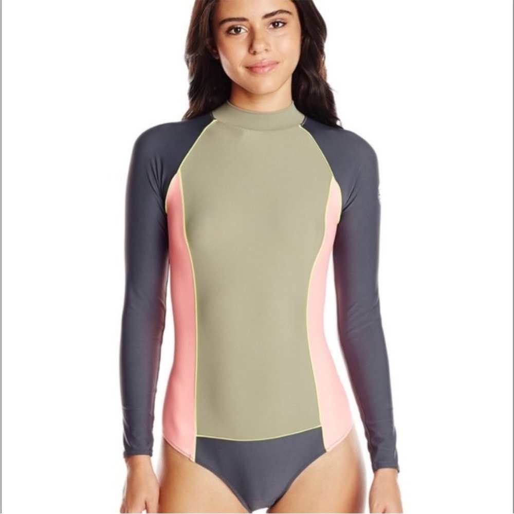 Rip Curl Maverick Rash Guard surf suit swimsuit Zip Up Color Block One Piece XS - Picture 3 of 10
